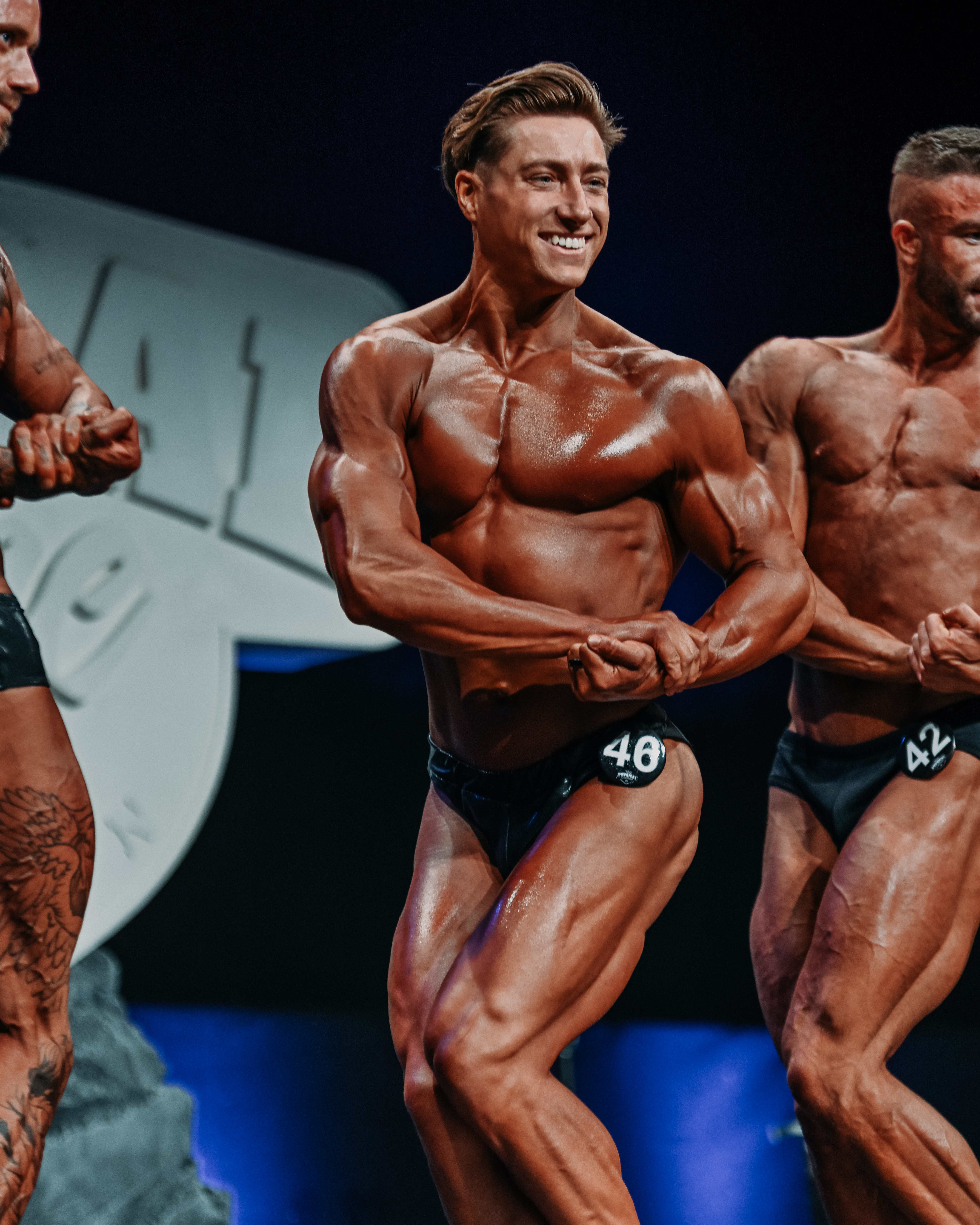Front pose on competition stage